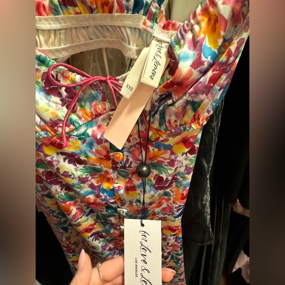 SOLD For Love & Lemons Watercolor Floral Slip Dress - Picture 4 of 8